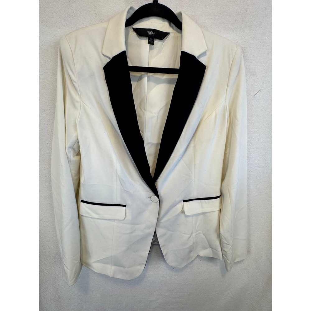 Mossimo Blazer White Black Tuxedo Lapel Single Button Jacket F16826606 Medium